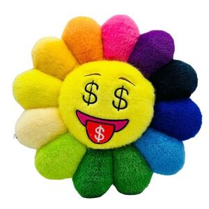 Takashi Murakami Rainbow Flower Money Cushion Pillow Plush Kaikai Kiki 11 inch